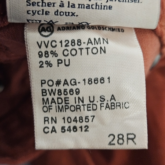 AG Adriano Goldschmied Pants Womens‎ Size 28R Orange Corduroy Skinny New - Picture 6 of 13